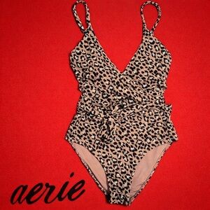 Aerie Ribbed One-Piece Swimsuit in Warm Pink